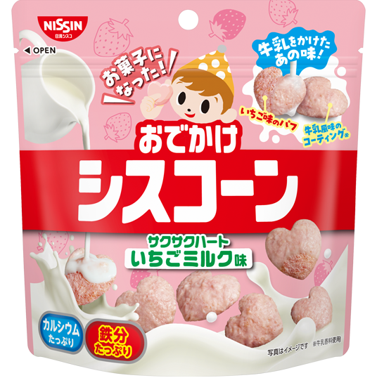 パッケージ写真：シスコーン サクサクハートいちごミルク味
